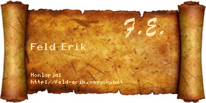 Feld Erik névjegykártya
